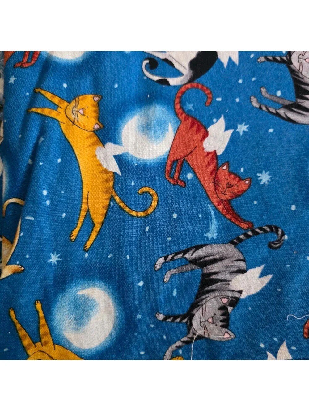 Blue Fabric with Angel Cats Print by Fit To Print Inc (2 yards)